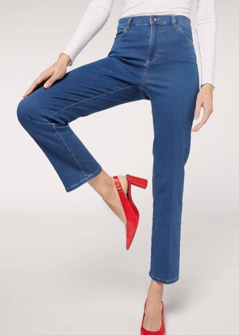 Calzedonia Eco Kompfort Jeans Damen Blau | DE1622DN