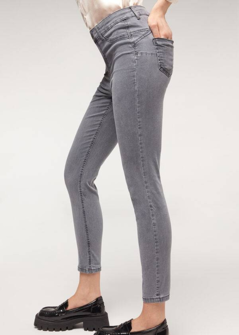 Calzedonia Eco Light Push Up Denim Jeans Damen Silber | DE1613RW