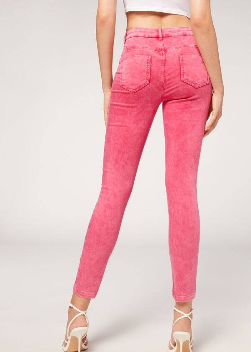 Calzedonia Faded Schlank Push-Up Jeans Damen Rosa | DE1602LH