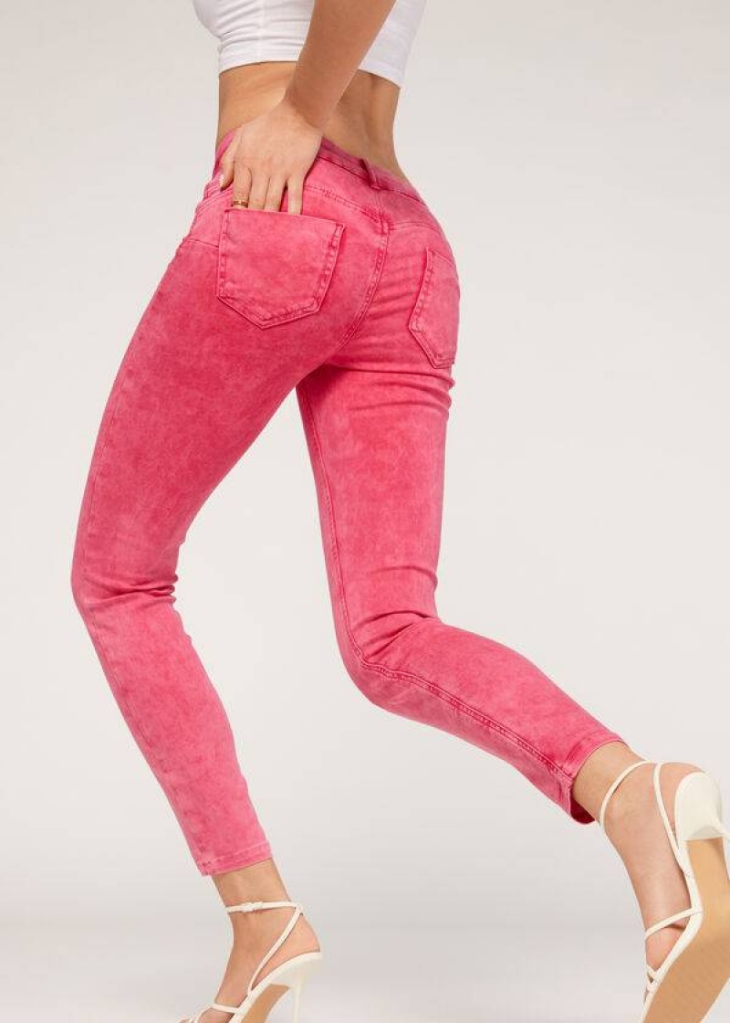 Calzedonia Faded Schlank Push-Up Jeans Damen Rosa | DE1602LH