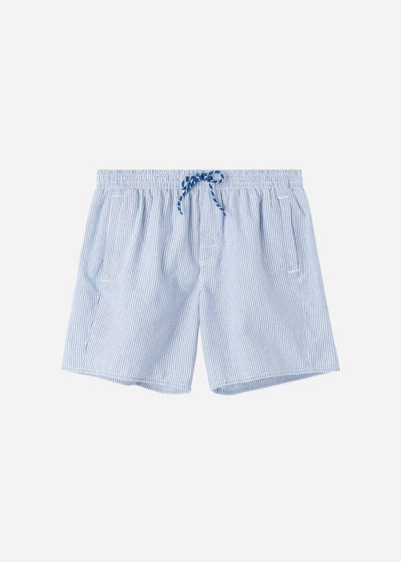 Calzedonia Formentera Badehose Herren Blau Weiß | DE1255PQ