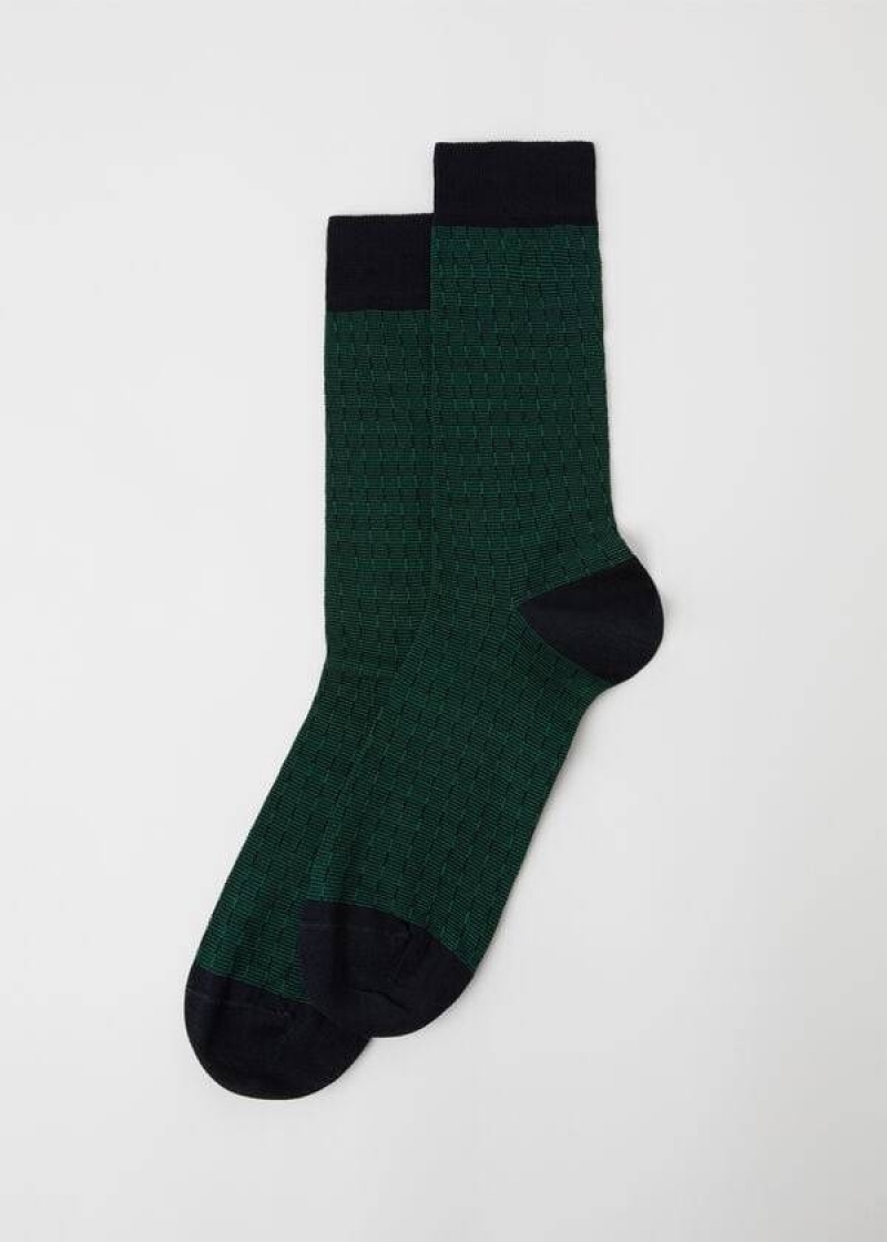 Calzedonia Geometric Design Crew Socken Herren Grün | DE1341KI