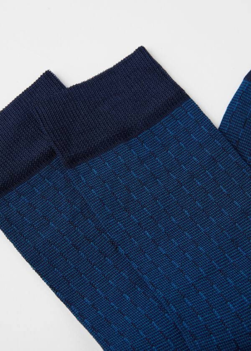 Calzedonia Geometric Design Crew Socken Herren Navy | DE1337FM