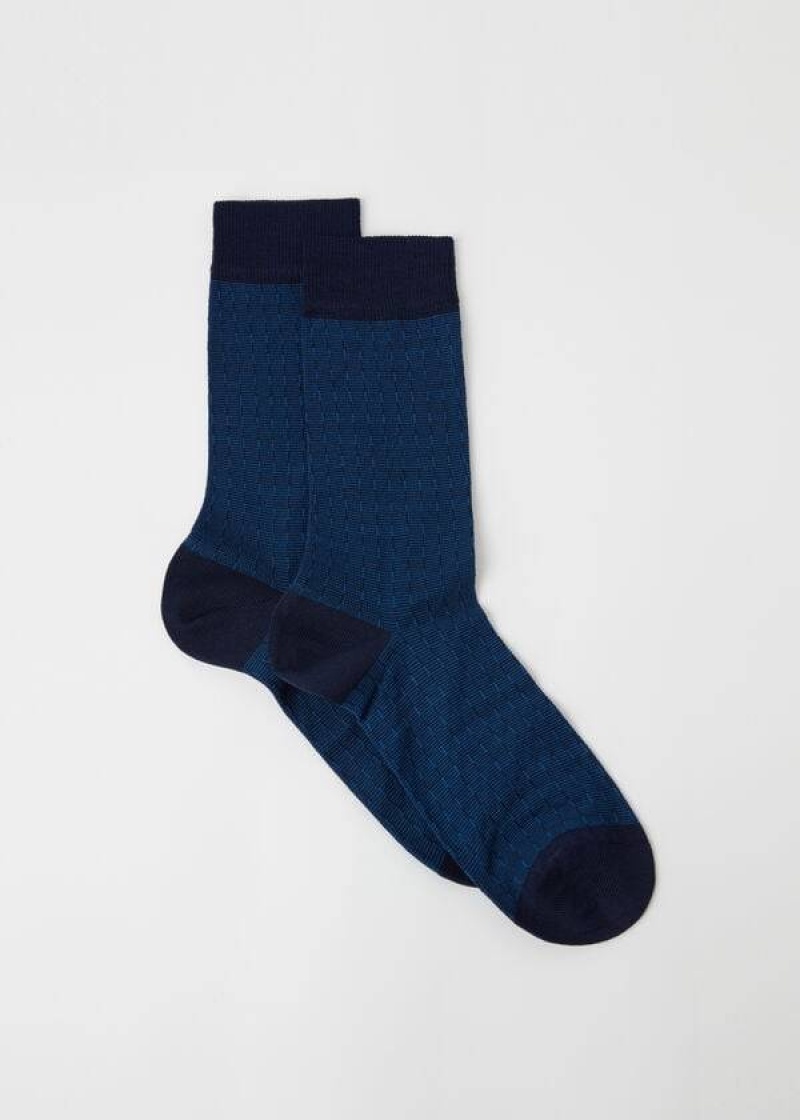 Calzedonia Geometric Design Crew Socken Herren Navy | DE1337FM