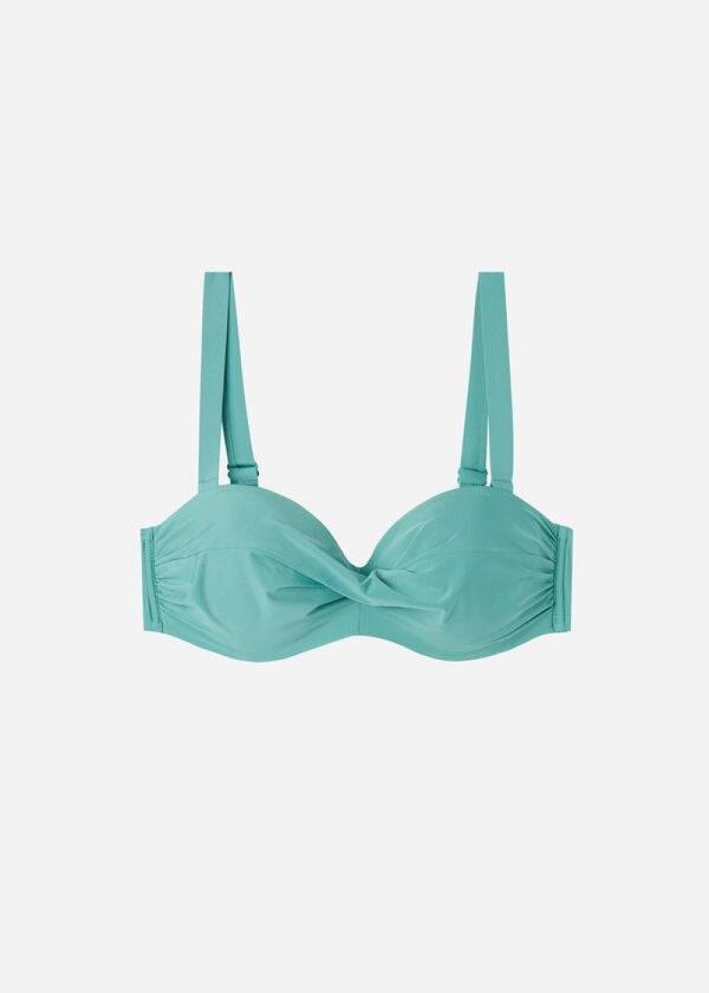 Calzedonia Gepolstert Bandeau Indonesia Bikinioberteile Damen Türkis | DE2404MA