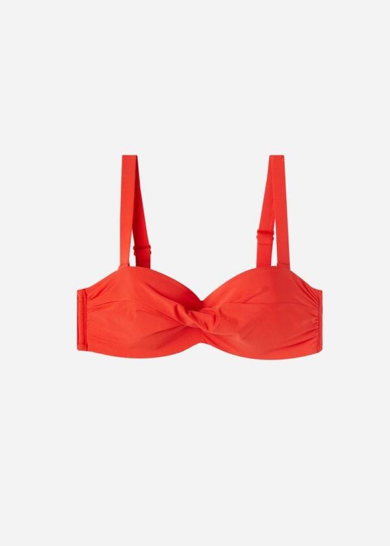 Calzedonia Gepolstert Bandeau Indonesia Bikinioberteile Damen Rot | DE2400RW