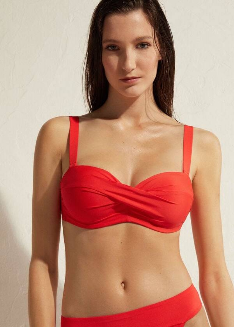 Calzedonia Gepolstert Bandeau Indonesia Bikinioberteile Damen Rot | DE2400RW