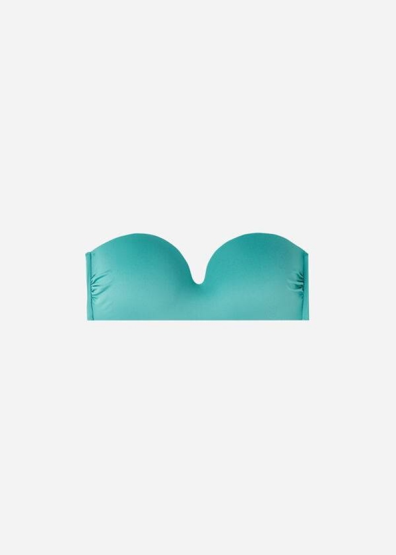 Calzedonia Gepolstert Bandeau Indonesia Eco Bikinioberteile Damen Türkis | DE2398YU