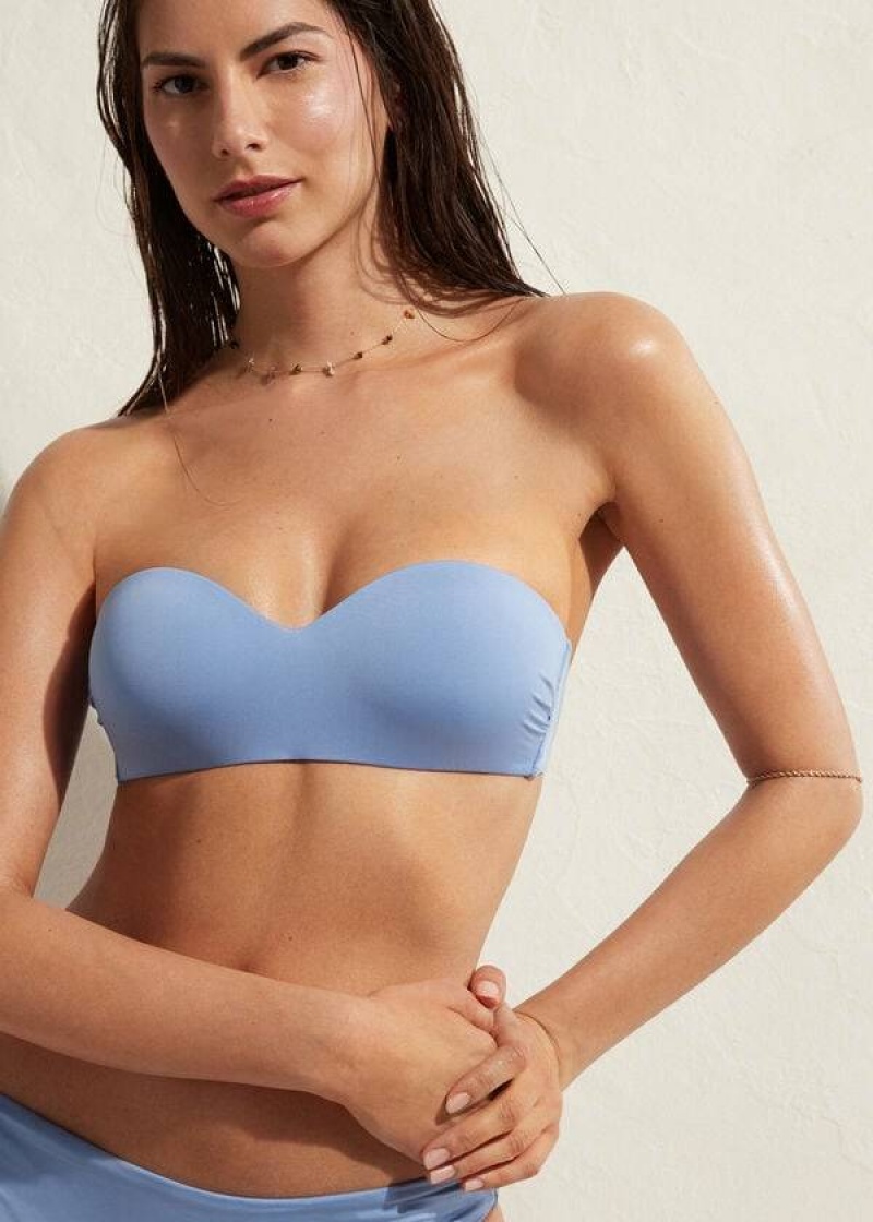 Calzedonia Gepolstert Bandeau Indonesia Eco Bikinioberteile Damen Blau | DE2397UT