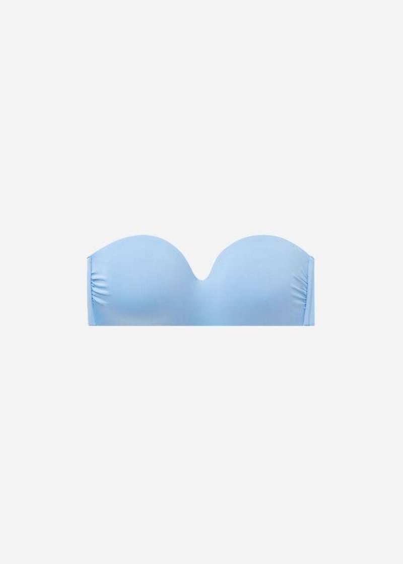 Calzedonia Gepolstert Bandeau Indonesia Eco Bikinioberteile Damen Blau | DE2397UT