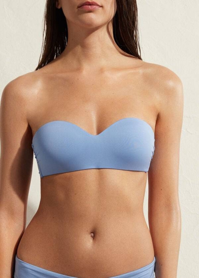 Calzedonia Gepolstert Bandeau Indonesia Eco Bikinioberteile Damen Blau | DE2397UT