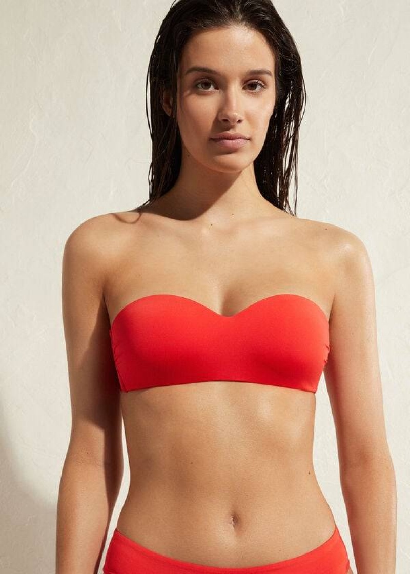 Calzedonia Gepolstert Bandeau Indonesia Eco Bikinioberteile Damen Rot | DE2396IS