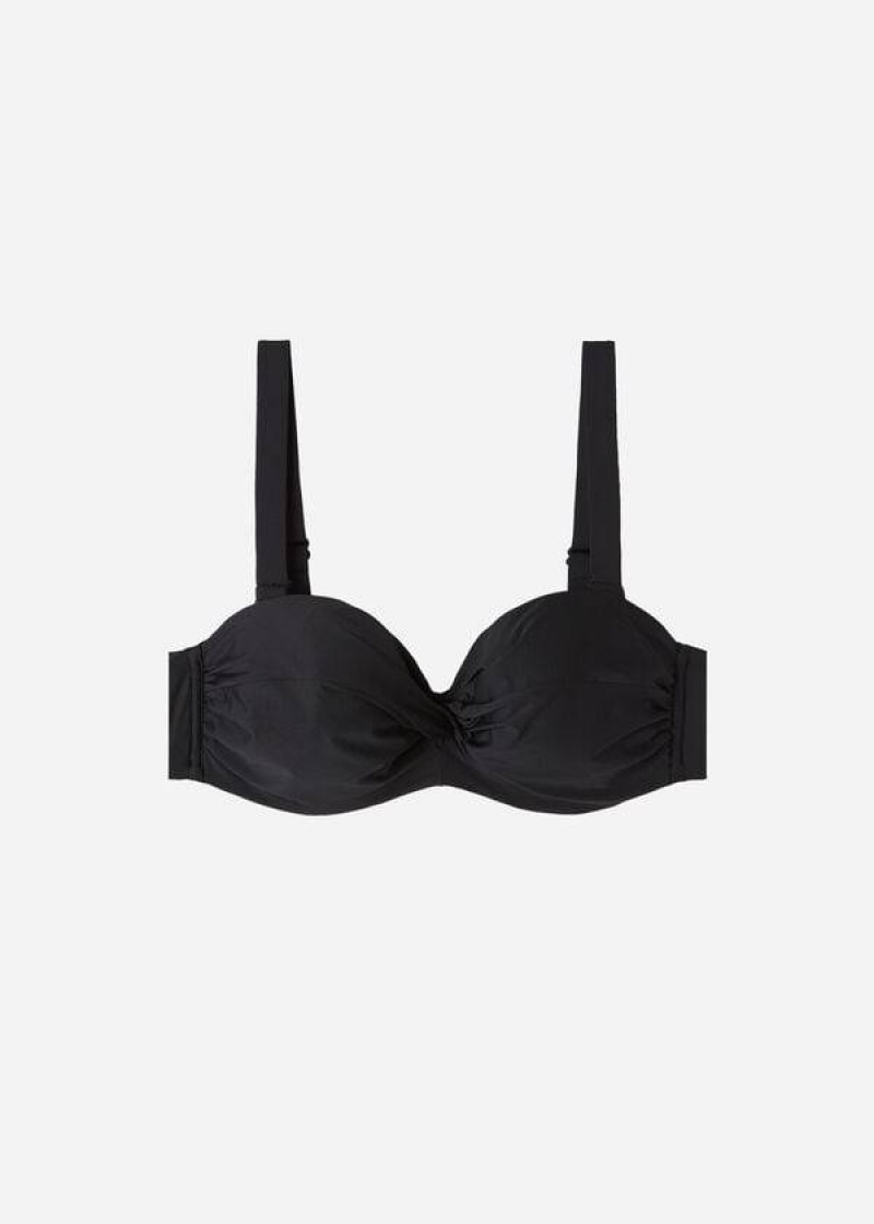 Calzedonia Gepolstert Bandeau Indonesia Eco cobey Bikinioberteile Damen Schwarz | DE2393AP