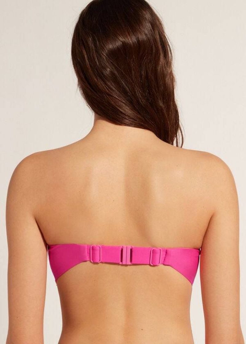 Calzedonia Gepolstert Bandeau Indonesia Eco cobey Bikinioberteile Damen Rosa | DE2391DN