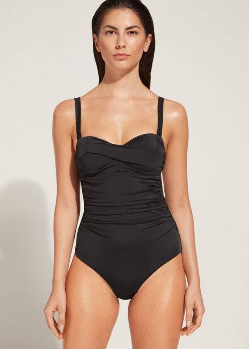 Calzedonia Gepolstert One-Piece Roma Badeanzüge Damen Schwarz | DE2006UT