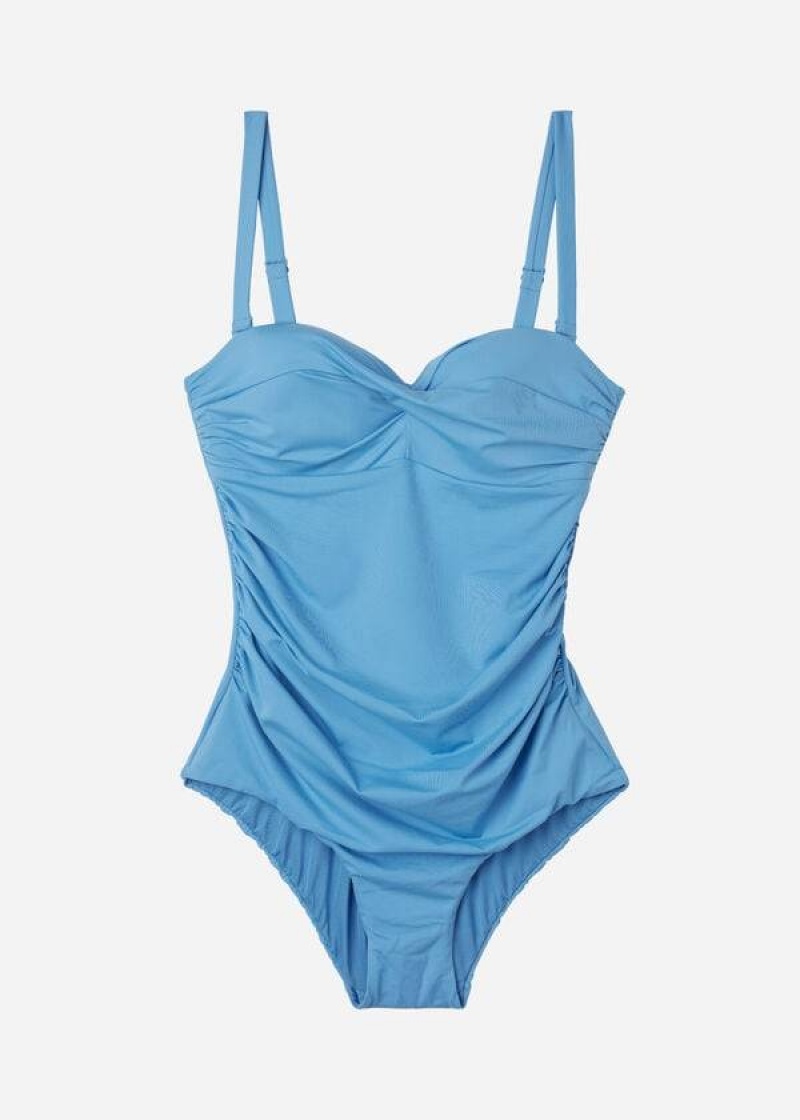 Calzedonia Gepolstert One-Piece Roma Badeanzüge Damen Blau | DE2005YU