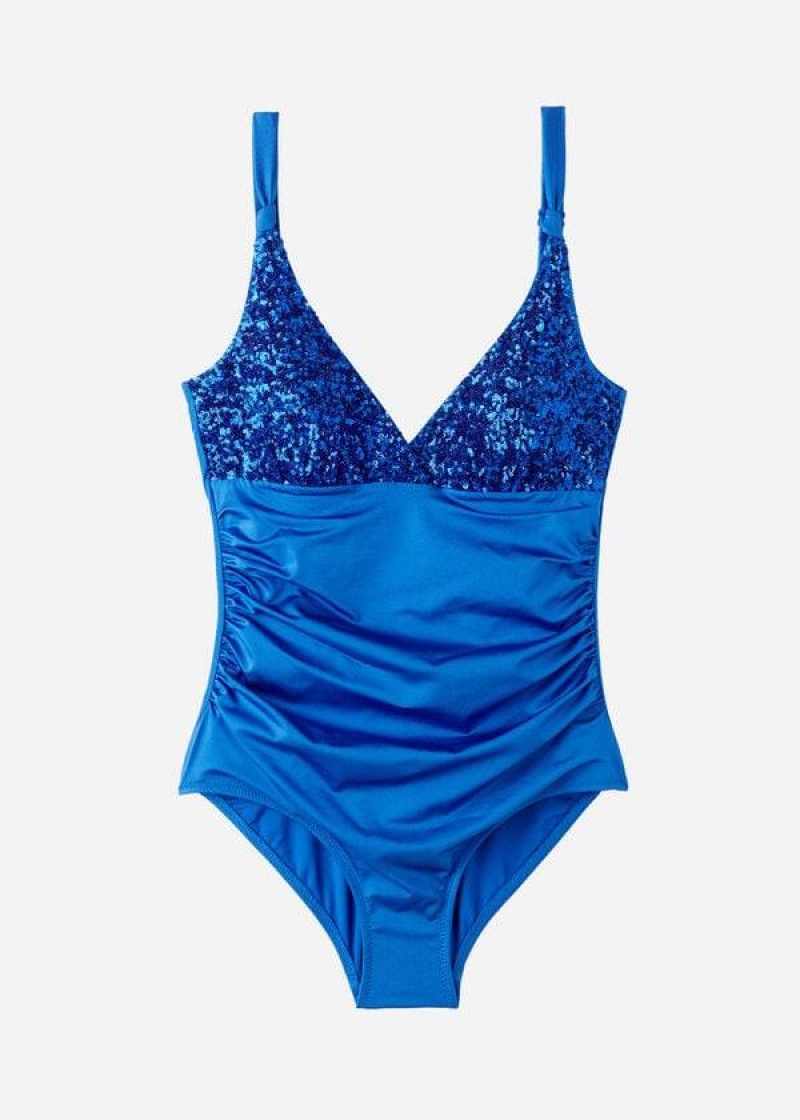 Calzedonia Gepolstert One-Piece Shaping-Effect Cannes Badeanzüge Damen Blau | DE2002EX