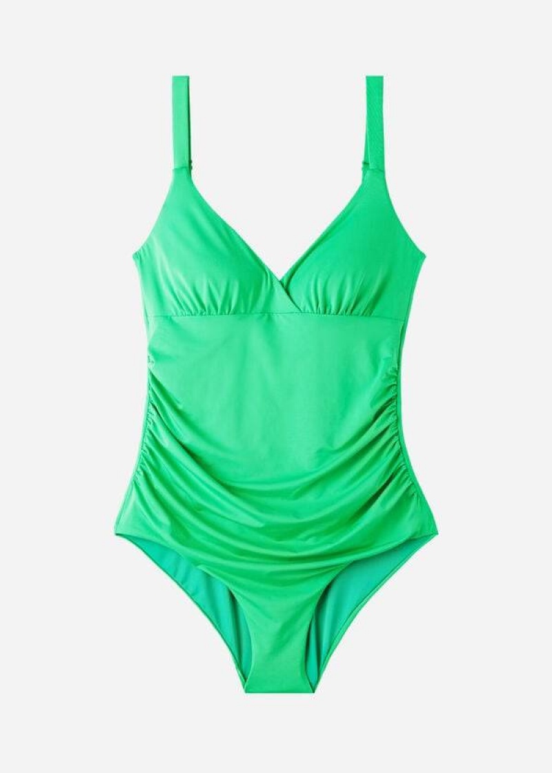 Calzedonia Gepolstert One-Piece Shaping-Effect Indonesia Eco Badeanzüge Damen Grün | DE1998NB