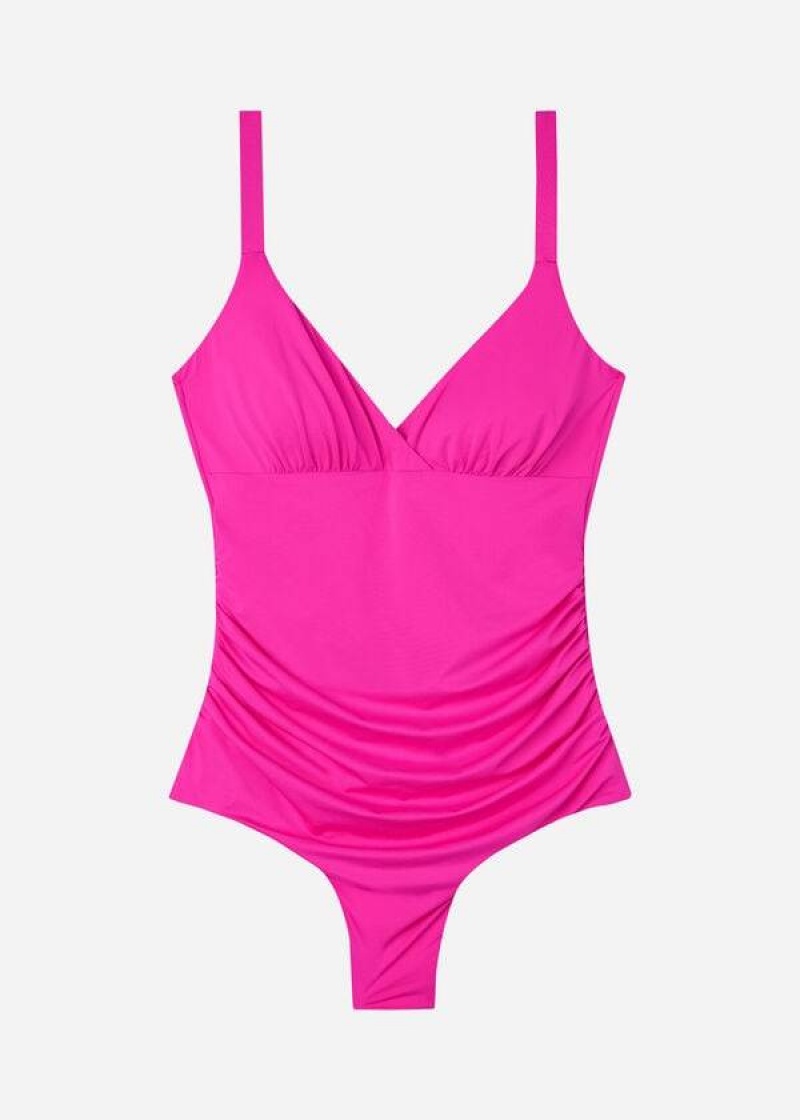 Calzedonia Gepolstert One-Piece Shaping-Effect Indonesia Eco Badeanzüge Damen Rosa | DE1997BC