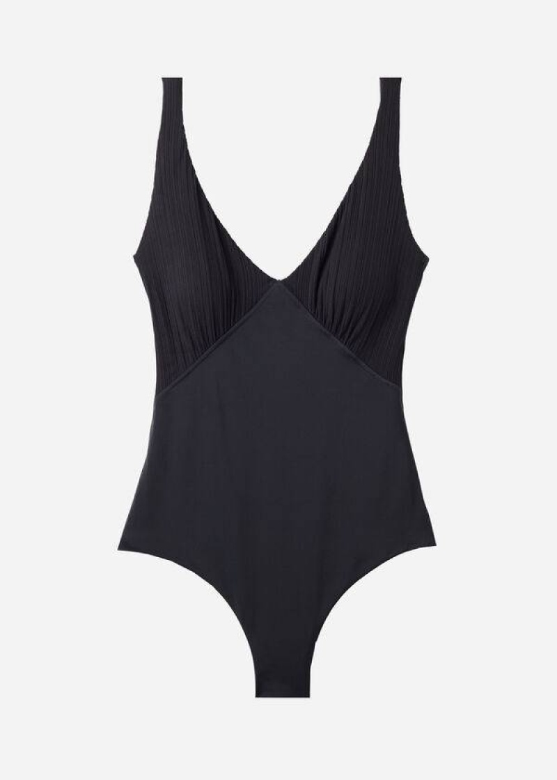 Calzedonia Gepolstert One-Piece Shaping-Effect Pesaro Badeanzüge Damen Schwarz | DE1995CE