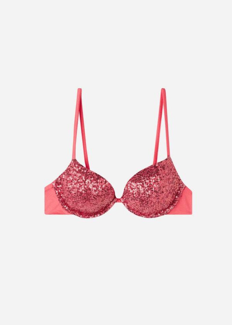 Calzedonia Gepolstert Push-Up Cannes Bikinioberteile Damen Rosa | DE2353NB