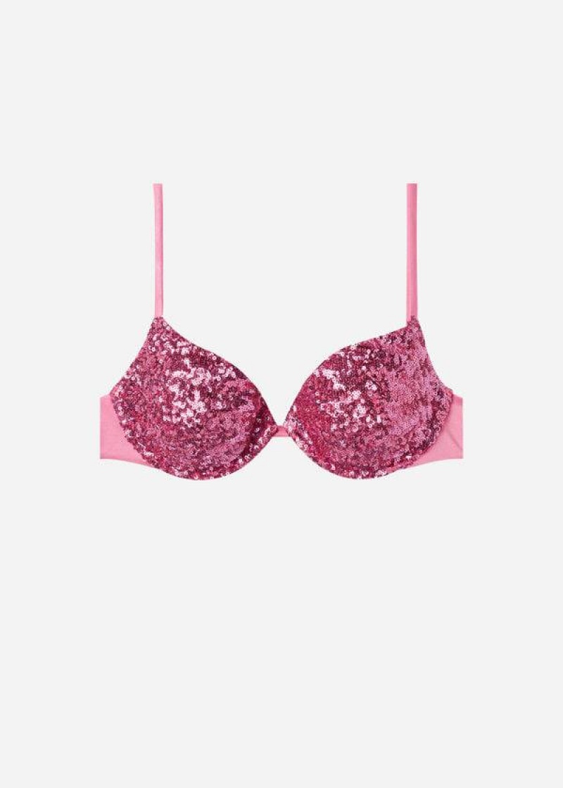 Calzedonia Gepolstert Push-Up Cannes rosa Bikinioberteile Damen Rosa | DE2347TV