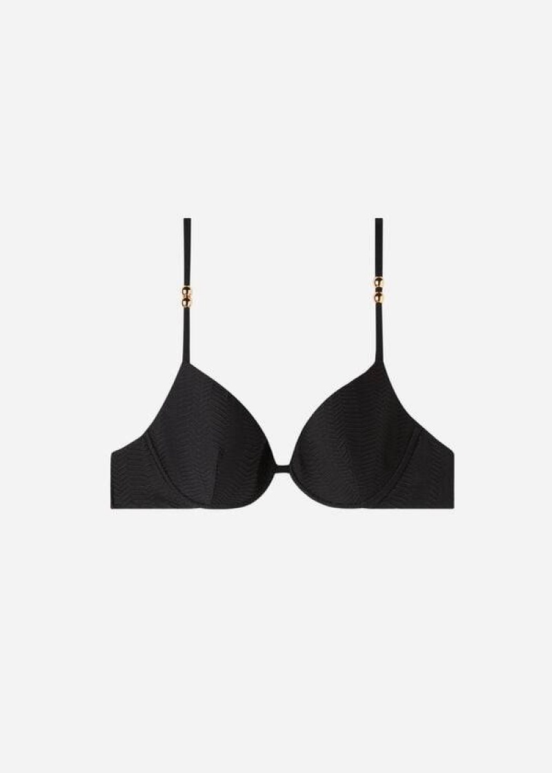 Calzedonia Gepolstert Push-Up Casablanca Bikinioberteile Damen Schwarz | DE2345UT