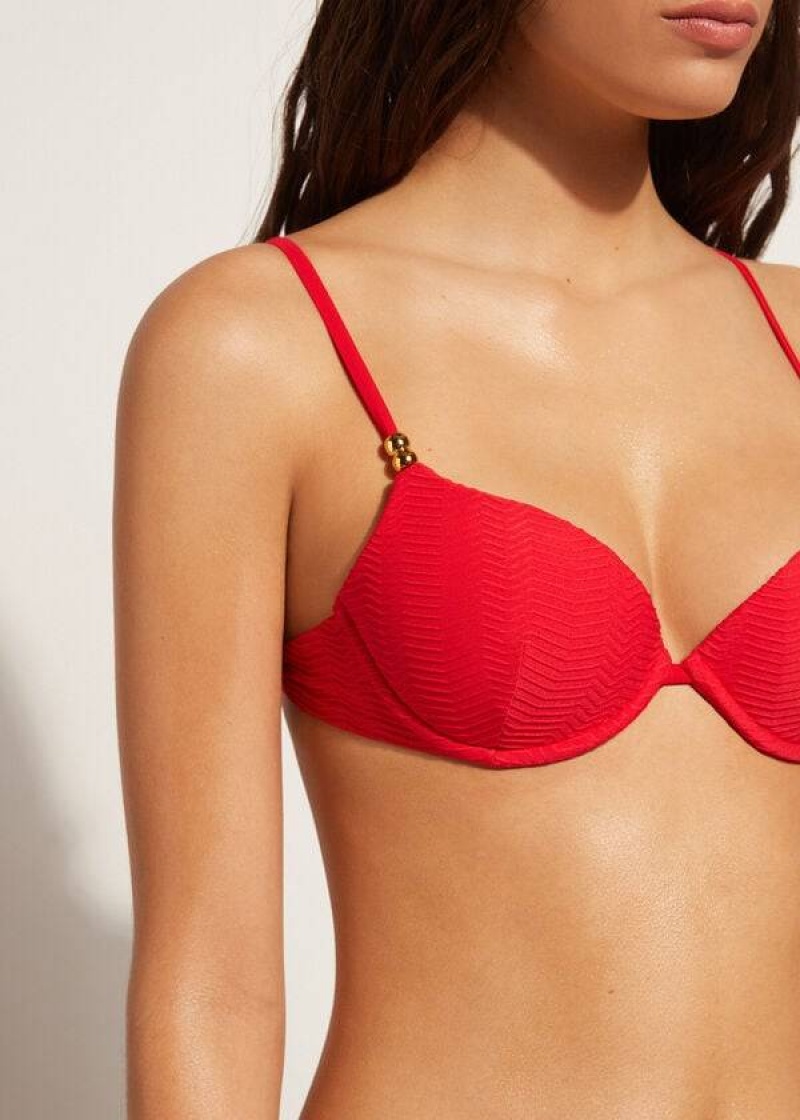 Calzedonia Gepolstert Push-Up Casablanca Bikinioberteile Damen Rot | DE2344IS