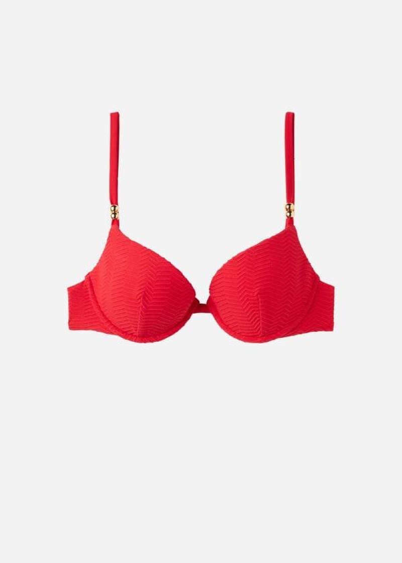 Calzedonia Gepolstert Push-Up Casablanca Bikinioberteile Damen Rot | DE2344IS