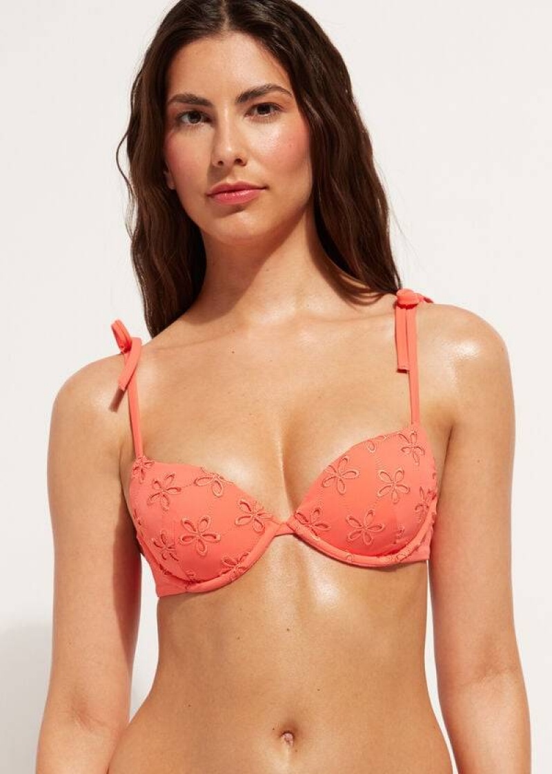 Calzedonia Gepolstert Push-Up Corfù Bikinioberteile Damen Koralle Orange | DE2341AP