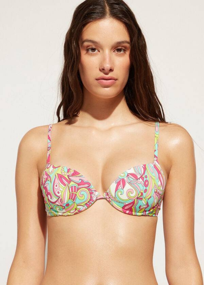 Calzedonia Gepolstert Push-Up Londra Bikinioberteile Damen Mehrfarbig | DE2330CE