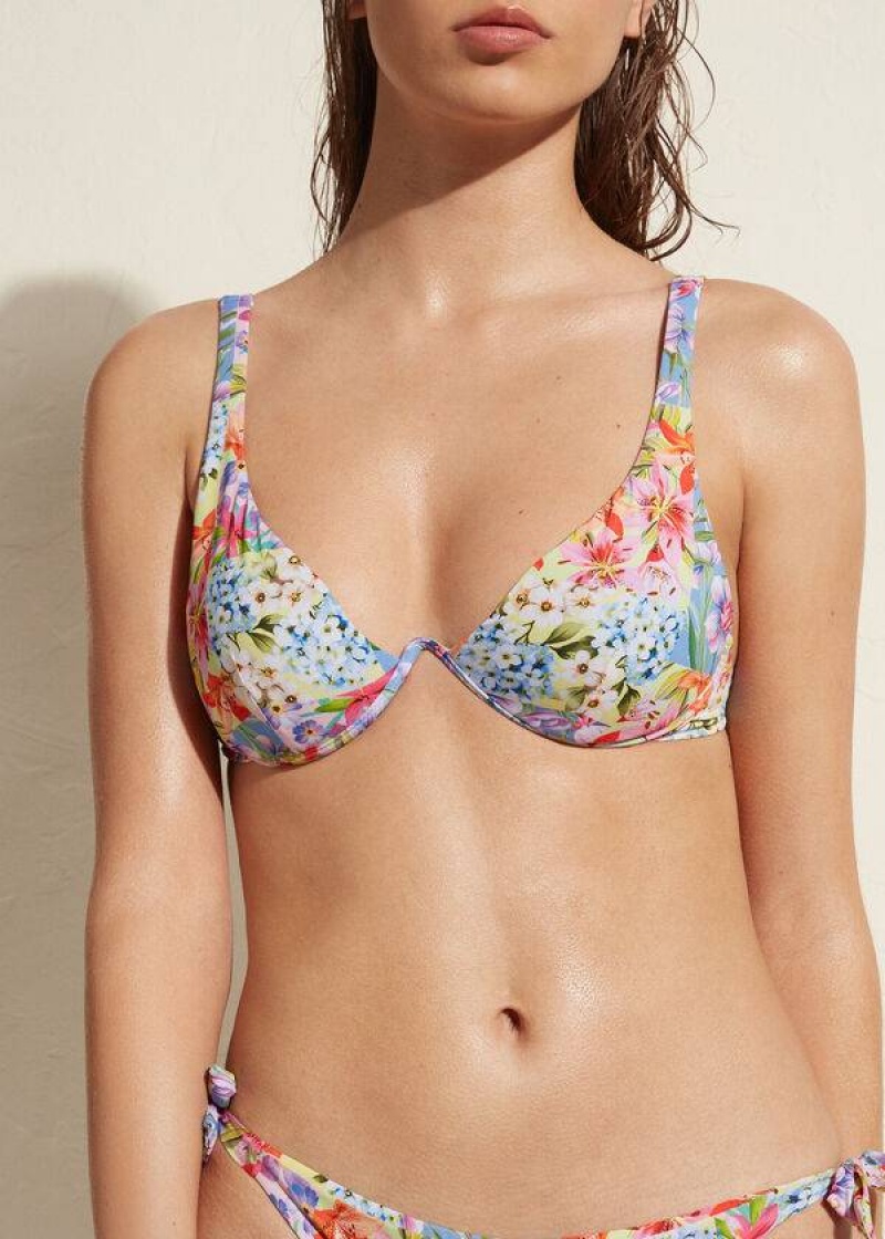 Calzedonia Gepolstert Push-Up Minorca Eco Bikinioberteile Damen Mehrfarbig | DE2325QZ