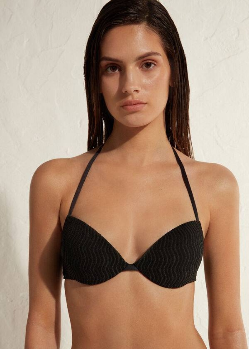 Calzedonia Gepolstert Push-Up Mykonos Bikinioberteile Damen Schwarz | DE2324WY