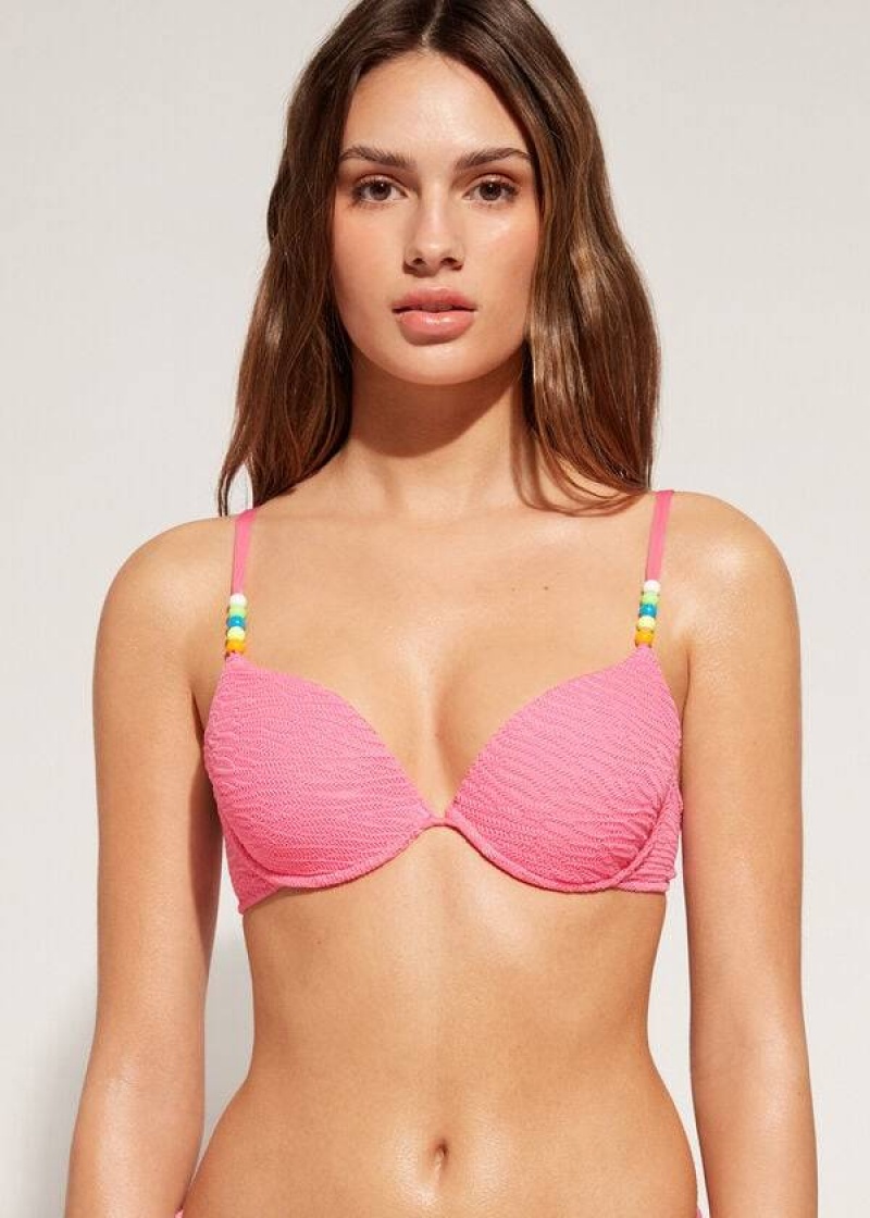 Calzedonia Gepolstert Push-Up San Diego Bikinioberteile Damen Rosa | DE2314SO