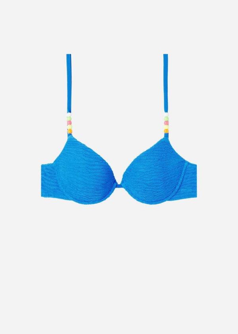 Calzedonia Gepolstert Push-Up San Diego Bikinioberteile Damen Blau | DE2313DN