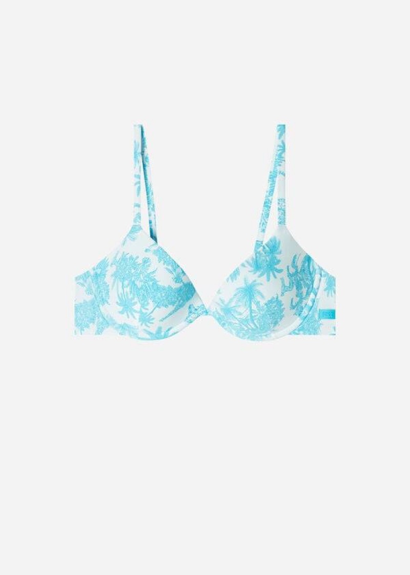 Calzedonia Gepolstert Push-Up Sorrento Bikinioberteile Damen Blau | DE2311GL