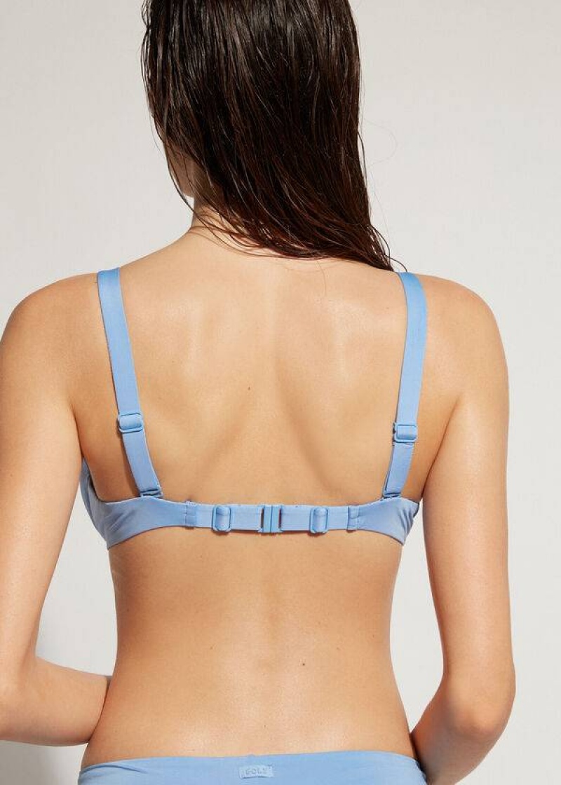 Calzedonia Gepolstert Push Up Indonesia Eco Bikinioberteile Damen Blau | DE2374RW