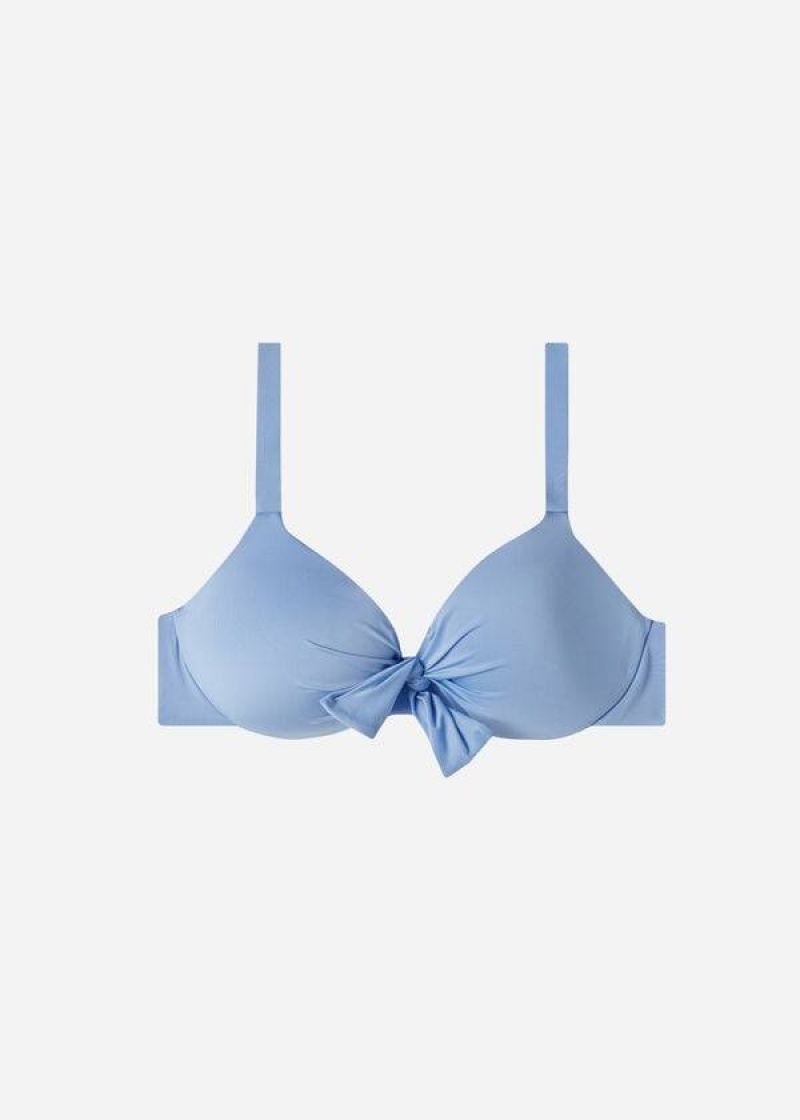 Calzedonia Gepolstert Push Up Indonesia Eco Bikinioberteile Damen Blau | DE2374RW