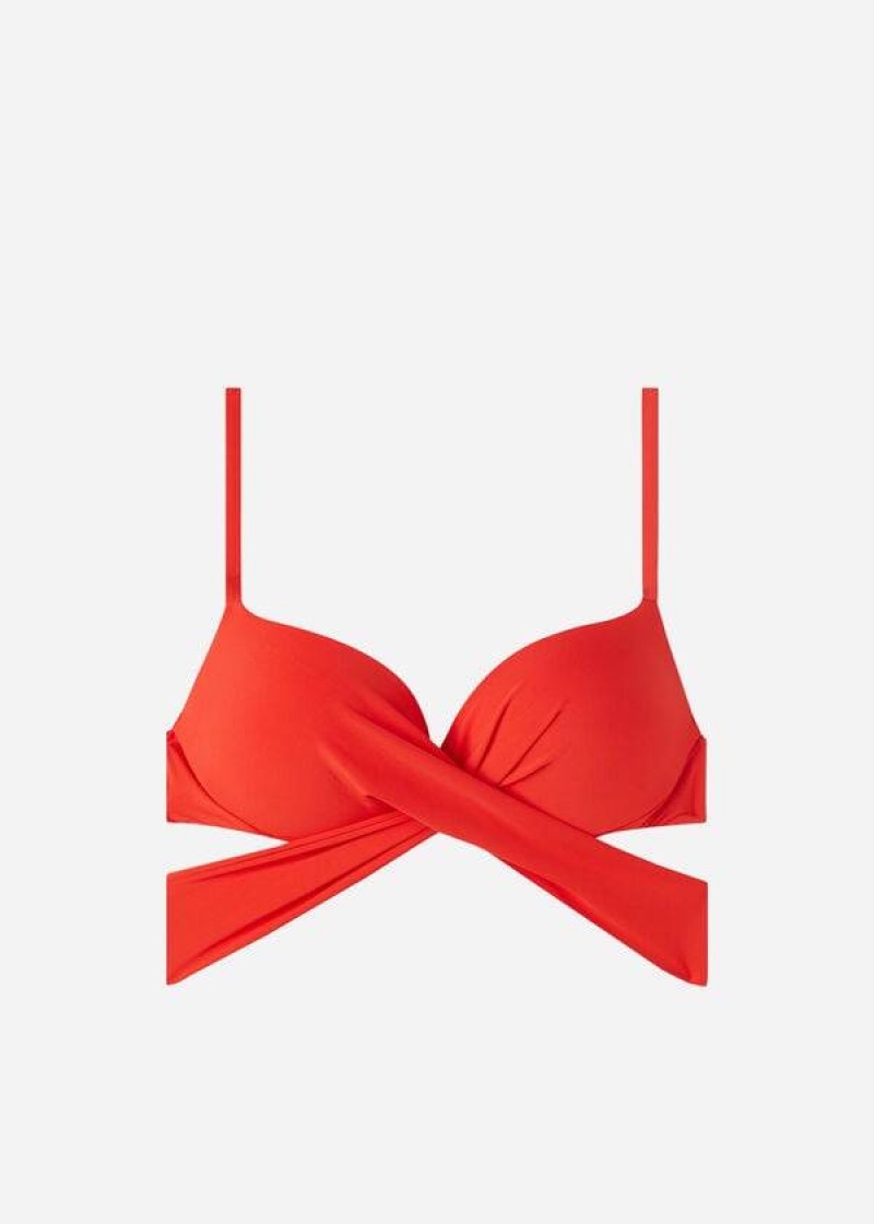 Calzedonia Gepolstert Push Up Indonesia Eco Bikinioberteile Damen Rot | DE2372YU