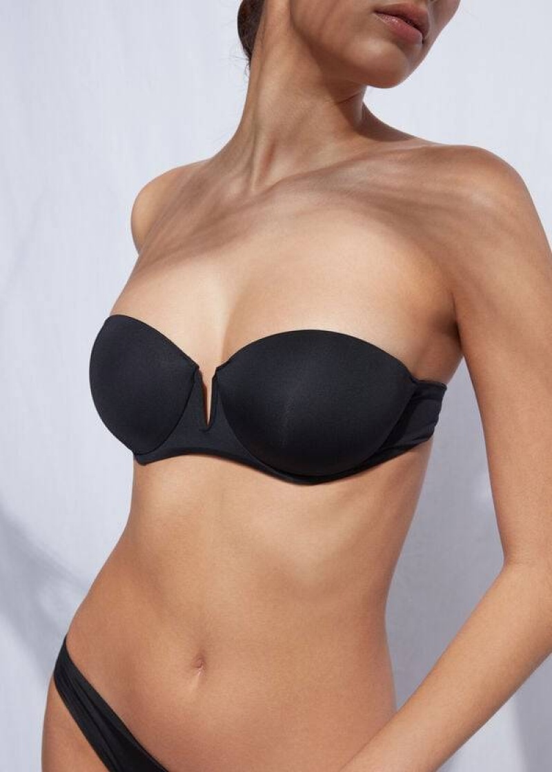 Calzedonia Gepolstert Push Up Indonesia Eco rosa Bikinioberteile Damen Schwarz | DE2366SO