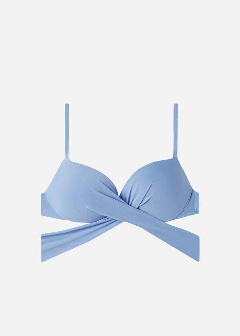 Calzedonia Gepolstert Push Up Indonesia Eco Sexy Bikinioberteile Damen Blau | DE2364FM