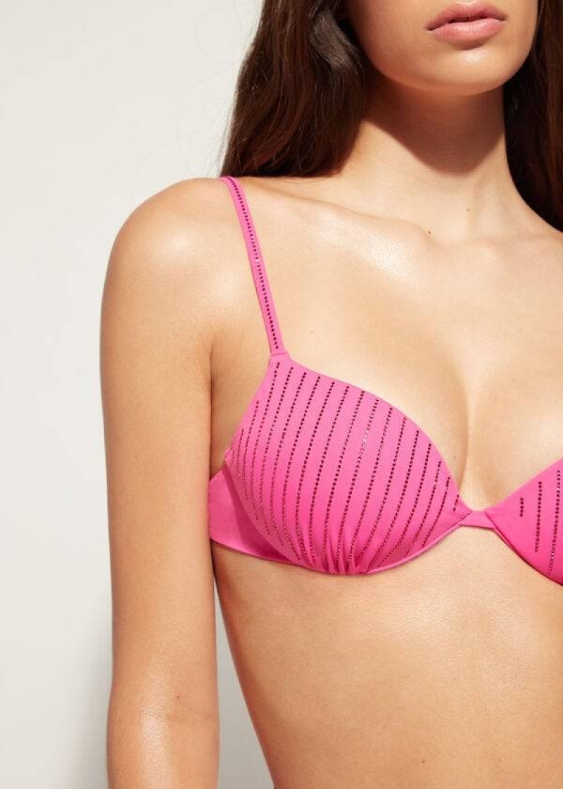 Calzedonia Gepolstert Push Up Shanghai Bikinioberteile Damen Rosa | DE2358ZG