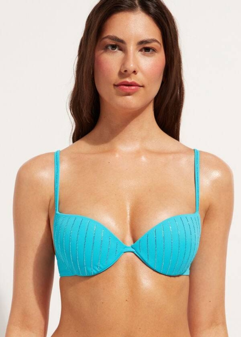 Calzedonia Gepolstert Push Up Shanghai Bikinioberteile Damen Türkis | DE2357XF