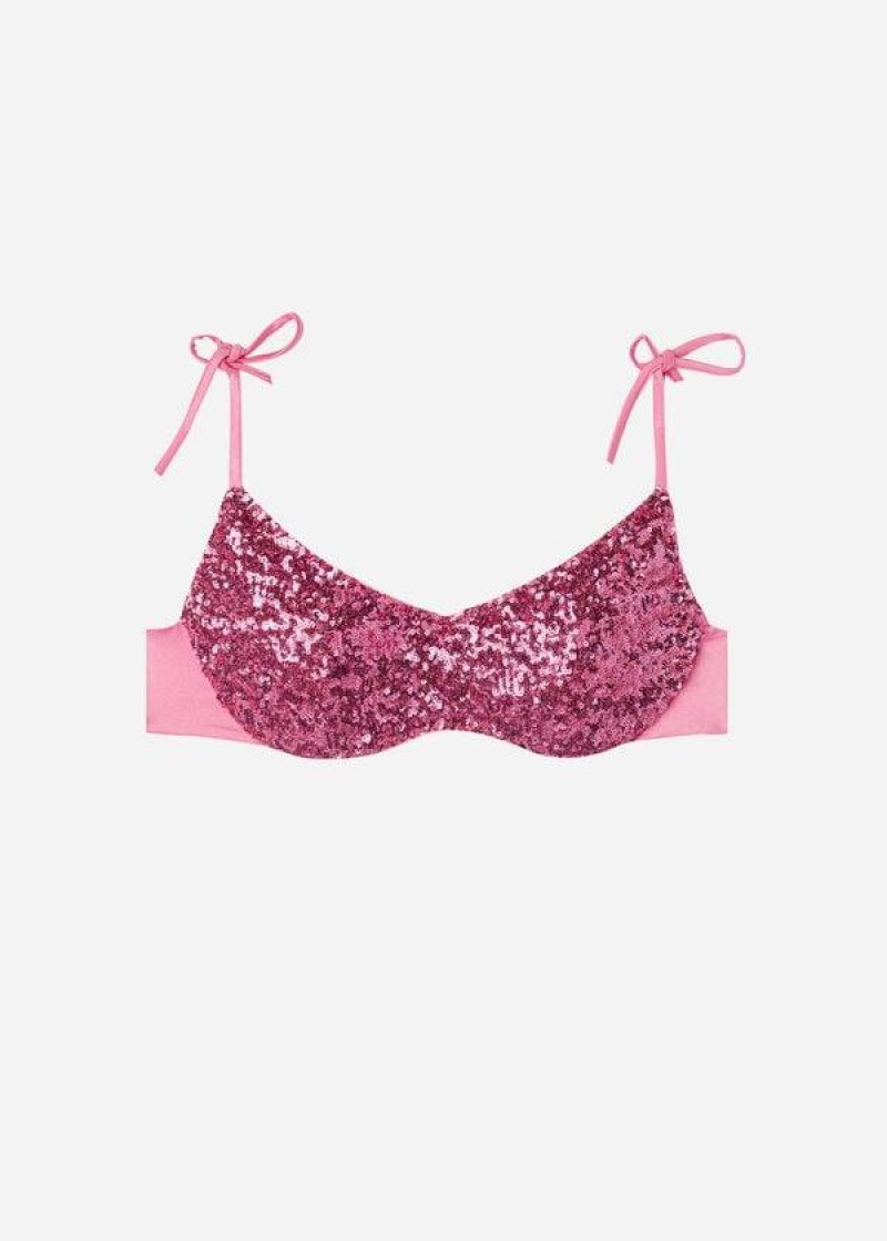 Calzedonia Gepolstert Tank-Stylen Cannes rosa Bikinioberteile Damen Rosa | DE2302JJ