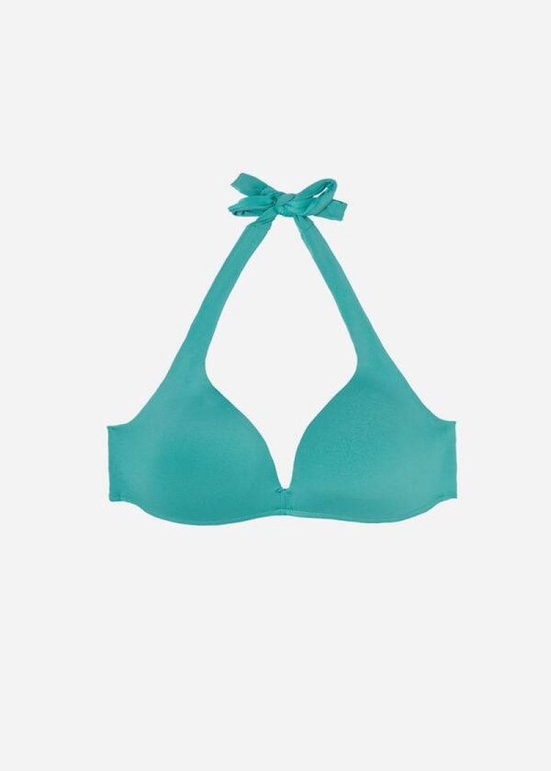 Calzedonia Gepolstert Triangle Indonesia Eco Bikinioberteile Damen Türkis | DE2286QZ