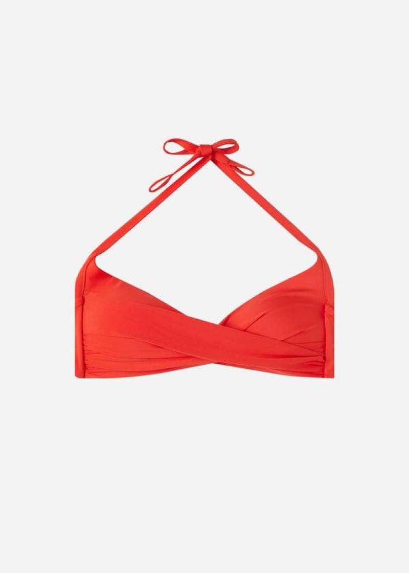 Calzedonia Gepolstert Triangle Indonesia Eco Bikinioberteile Damen Rot | DE2285MA