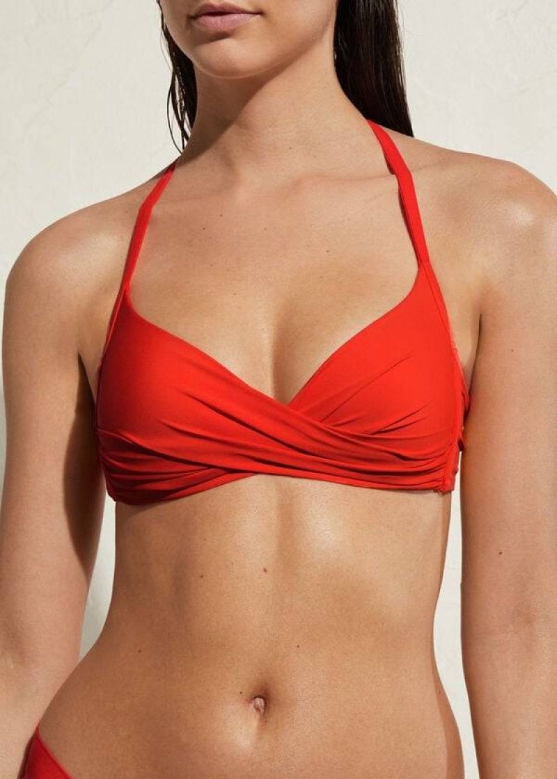 Calzedonia Gepolstert Triangle Indonesia Eco Bikinioberteile Damen Rot | DE2285MA