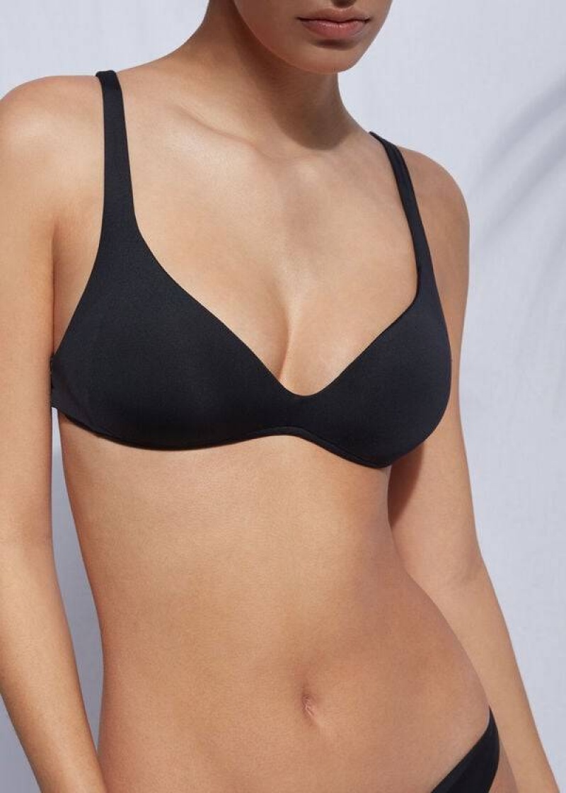 Calzedonia Gepolstert Triangle Indonesia Eco leo Bikinioberteile Damen Schwarz | DE2278LH