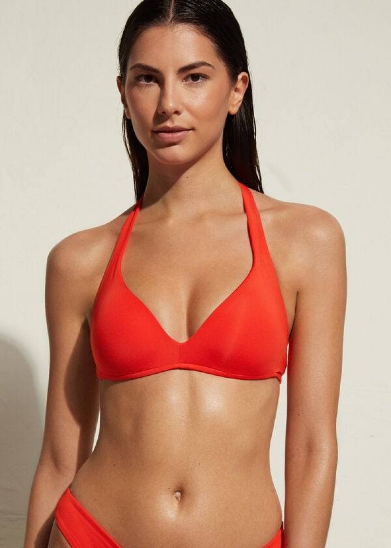 Calzedonia Gepolstert Triangle Indonesia Eco rise Bikinioberteile Damen Rot | DE2276JJ