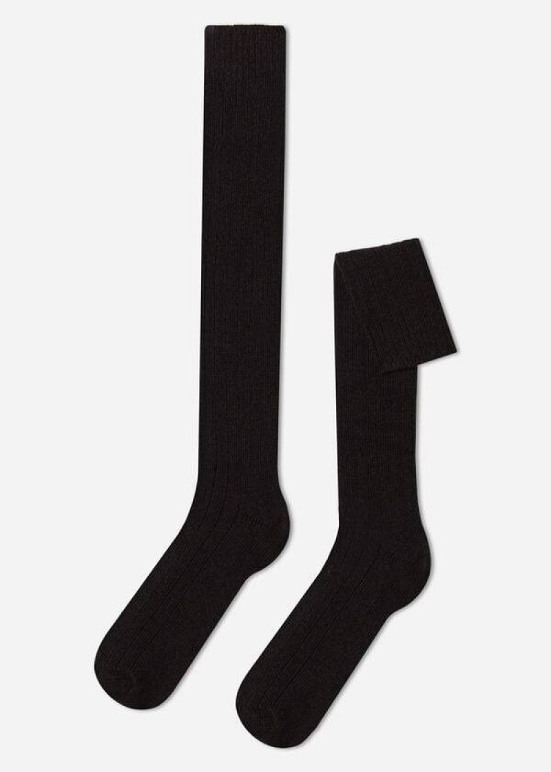 Calzedonia Gerippt Wolle and Cashmere Long Socken Herren Braun | DE1415FM